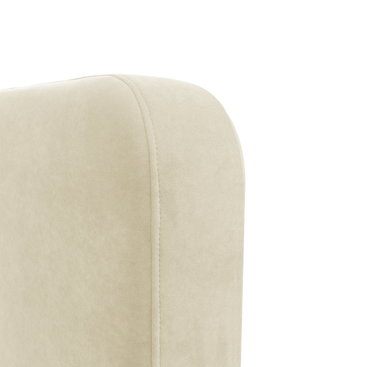 Détail tête de lit du lit coffre 160x200 cm velours beige ANTON