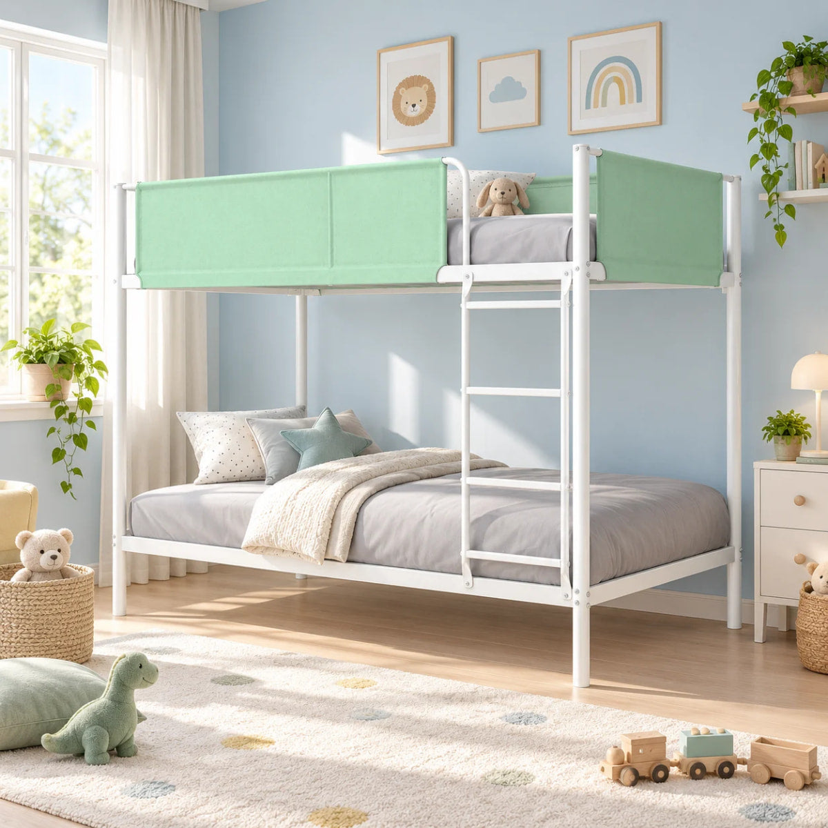 Lifestyle picture lits superposes blanc vert pastel BROS