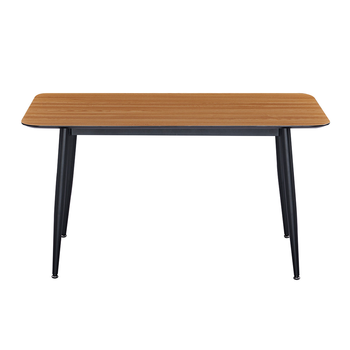 Vue de face de la table à manger rectangulaire 4 - 6 places DIVA dimensions 140 x 80 cm en finition mélaminé imitation chêne