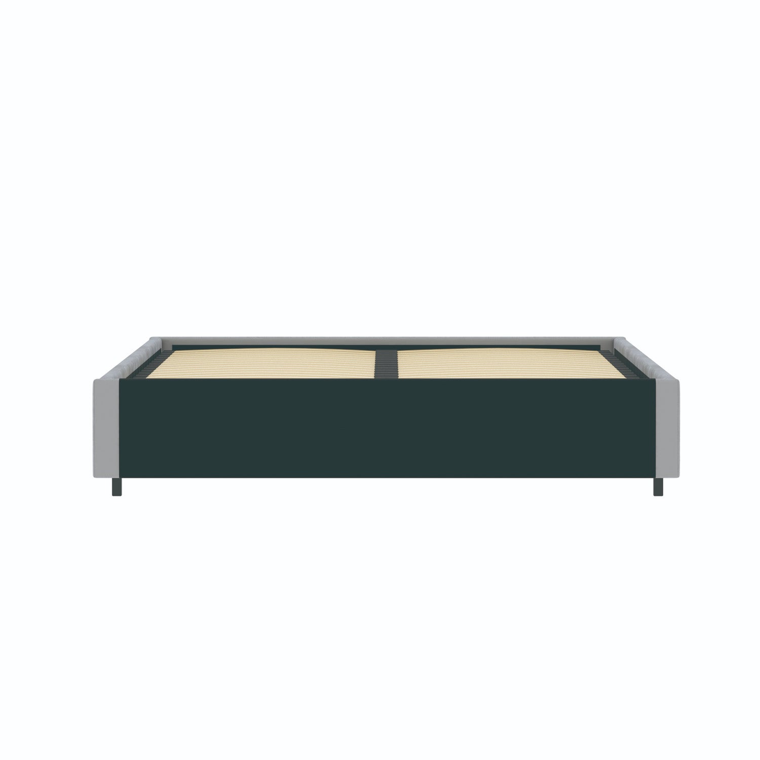 Vue de dos du lit coffre plateforme 160x200 cm velours gris LANCE