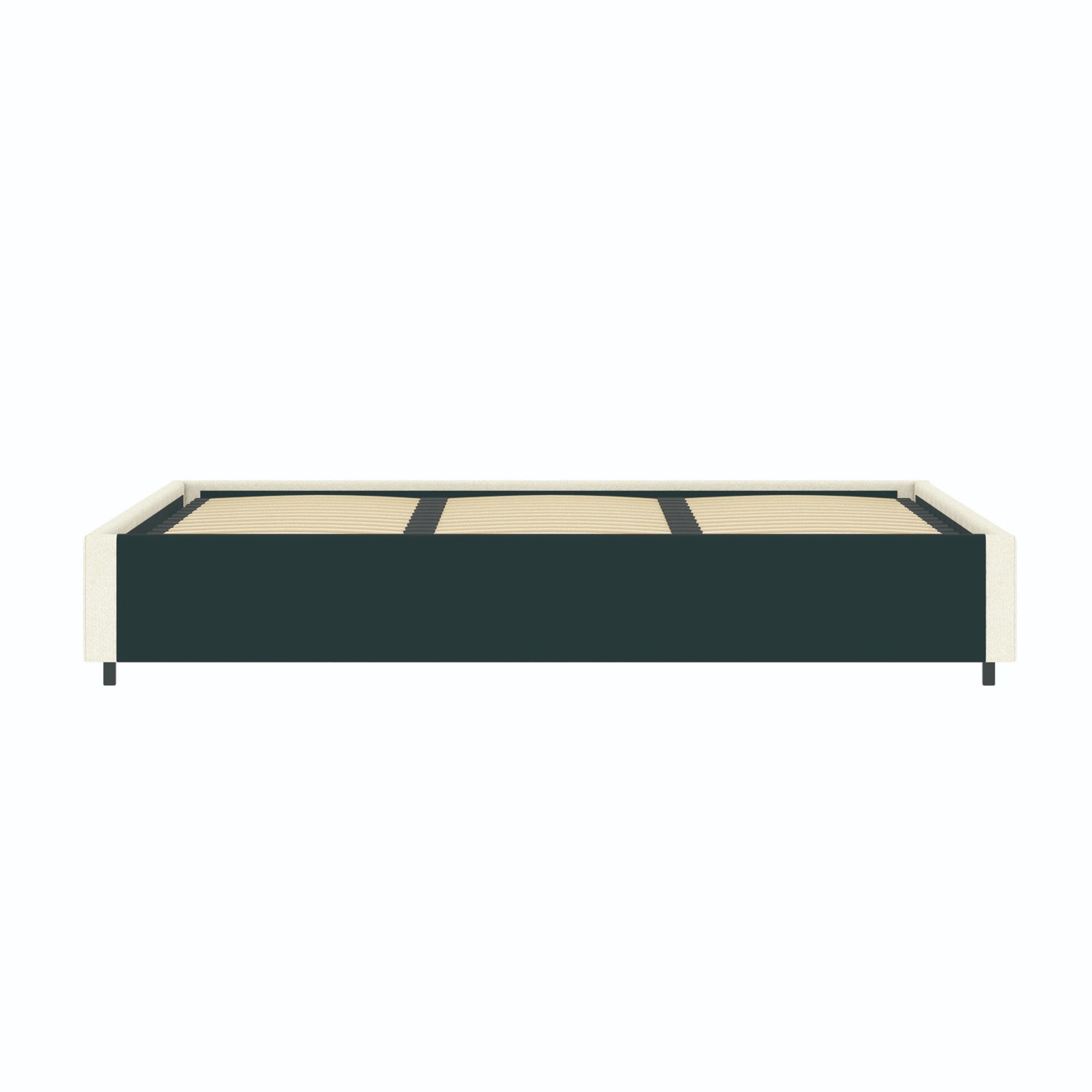 Vue de dos du lit coffre plateforme 180x200 cm velours beige LANCE